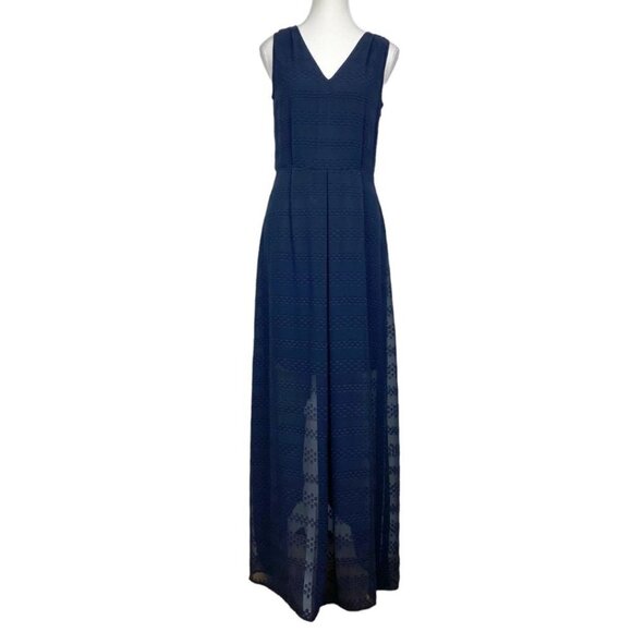 MICHAEL MICHAEL KORS NAVY DOTS APPLIQUE V-NECK SLEEVELESS MAXI DRESS - 2 - Picture 1 of 10